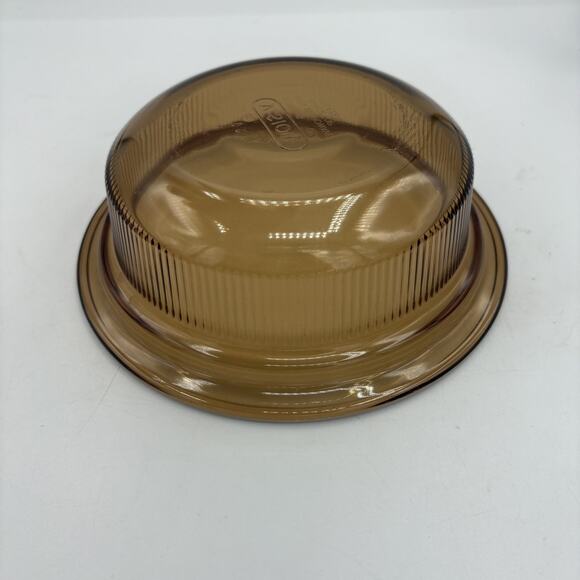 Vintage Vision Corning USA Ribbed Glass Casserole Bowl Amber V-30-B‎ - Picture 6 of 8